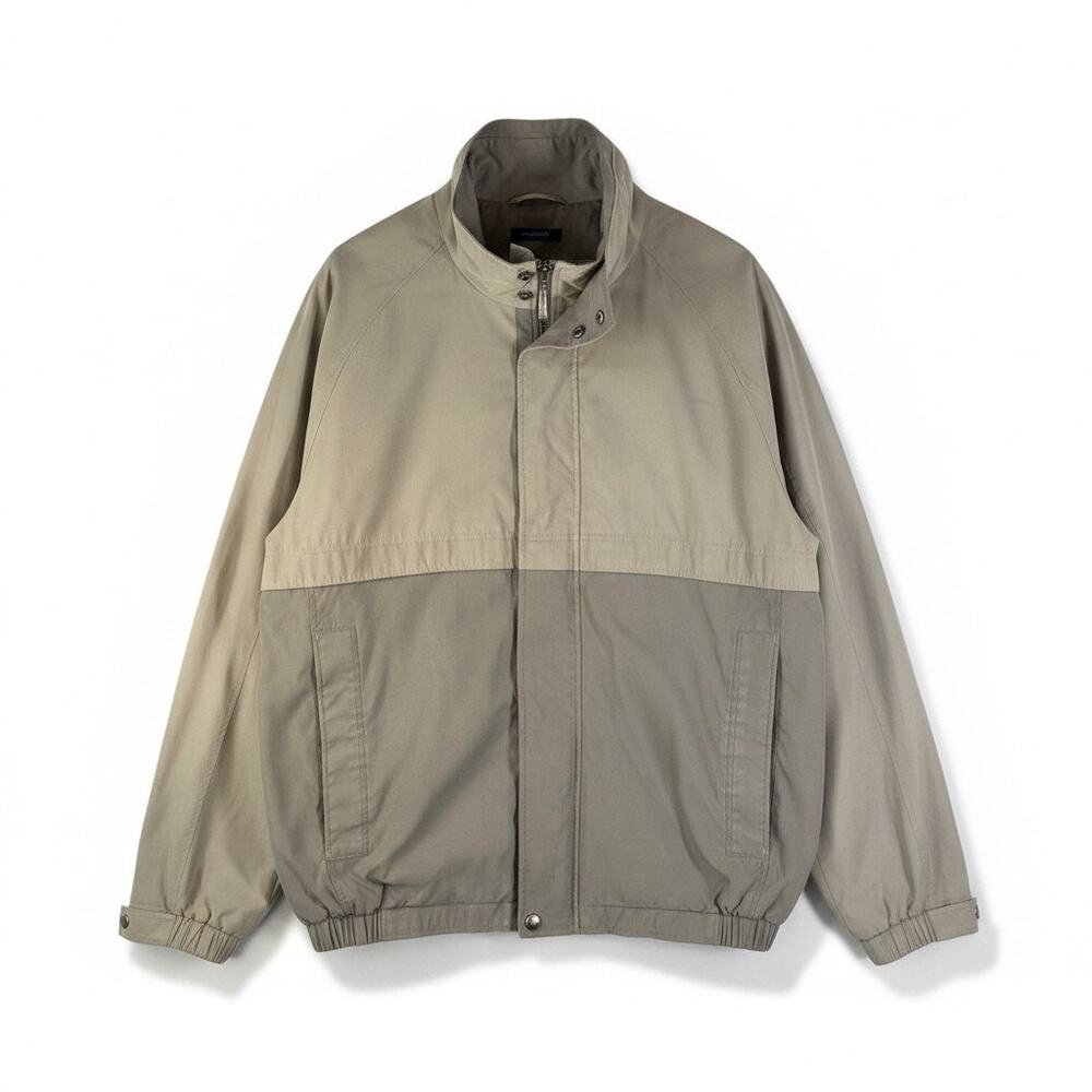 CLAIBORNE Outerwear Mens Microfiber Full Zip Jacket Khaki Gray Large Lightweight